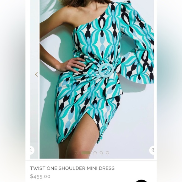 PatBO Aqua and Black One-Shoulder Dress - Picture 9 of 9